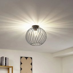 Plafoniera Lindby Danika, Metal Negru, Design Industrial Tip Colivie, Soclu E27, Diametru 40cm