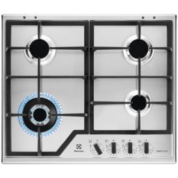 Plita incorporabila Electrolux KGS64362XX, Gaz, 4 arzatoare, Aprindere electrica, Arzator Wok, Gratare fonta, Dispozitiv siguranta, 60 cm, Inox