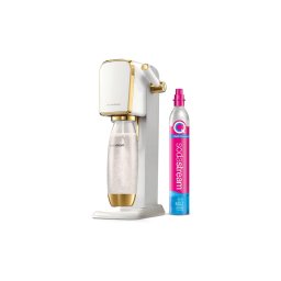Aparat de sifon SodaStream Soda Maker ART, + 1L Sticla de carbonat, Alb Auriu