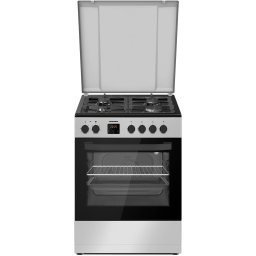 Aragar mixt Heinner HFSC-S66FDC-BIX, digital, 4 arzatoare, cuptor electric, aprindere electrica plita, timer, grill, ventilatie, 60x60, Inox