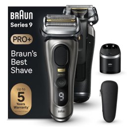 Aparat de ras electric Braun Series 9 PRO+ 9565cc, ProLift Trimmer, SensoFlex, AutoSense, Sonic Technology, 40.000 de actiuni de taiere, 5 elemente de taiere, Statie Smart Care 6-in-1, Trusa de voiaj, Grafit