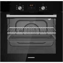 Cuptor incorporabil HEINNER, Multifuctional, 56l, 8 Functii, Clasa A, Timer digital, Display touch+butoane, Grill, Functie turbo, Gatire asistata de ventilatie, Iluminare, Geam dublu detasabil, Gratar sarma, Tava, Negru
