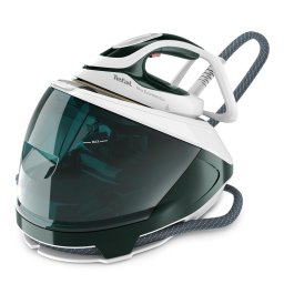 Statie de calcat Tefal Pro Express Eco GV9E21E0, 2200W, 7.5 bari, jet de abur 560 g/min, abur variabil 0 - 140 g/min, talpa Durilium AirGlide AutoClean, colector anticalcar, rezervor 1.8L detasabil, verde & alb