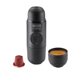 Espressor portabil manual cu capsule, Wacaco Minipresso NS, 8 bari, Negru