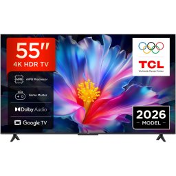 Televizor TCL LED 55P6L, 139 cm, Smart Google TV, 4K Ultra HD, Clasa E (Model 2026), Negru