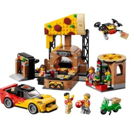 Set de constructie City Experienta livrarii de pizza cu vehicule 60496, Jucarii pentru Copii de 6+ ani, Jucarii pentru Baieti si Fete, Idee de Cadou pentru Copii,
