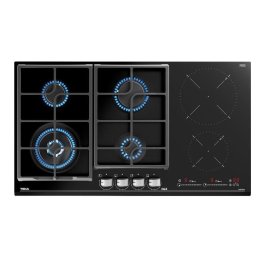 Plita Mixta: gaz + inductie Teka JZC 96342 BBC BK, 4 arzatoare gaz, 2 zone inductie, control tactil, Negru