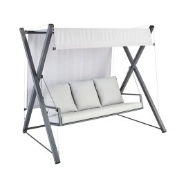 Balansoar gradina Naterial Odyssea, pentru 3 persoane, otel/textil, 213 x 155 x 189 cm, Gri