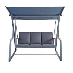 Balansoar gradina, pentru 3 persoane, otel/textil, 203 x 130 x 175 cm, gri