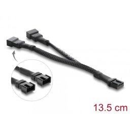 Splitter 1 x 4 pini ventilator PWM la 2 x 4 pini PWM M-T brodat 13cm Negru, Delock 91338