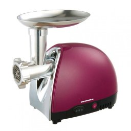Masina de tocat HEINNER MG1500TA-BG1600W, functie reverse, accesoriu pentru carnati, trei site de taiere, cutit din inox, visiniu