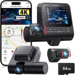 Camera video auto 4K Ultra HD STARVIS 2 Triple Camera, MicroSD 64Gb