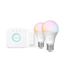 Kit de becuri LED Philips Hue RGB 8W, E27, cu bridge și dimmer