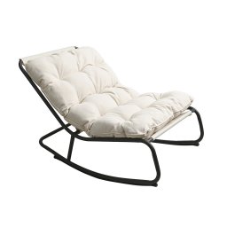 Fotoliu balansoar de gradina Leziter Zen, bej, cadru otel, perna 13 cm