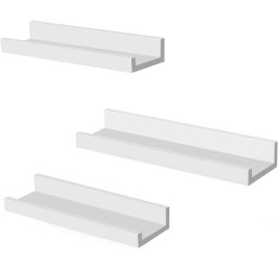 Set 3 rafturi de perete SONGMICS din MDF pentru rame foto, 38 cm, alb