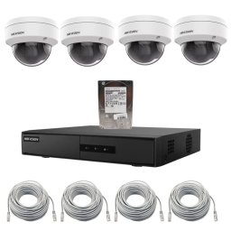 Kit supraveghere IP Hikvision cu 4 camere 4MP, NVR PoE si HDD 1TB