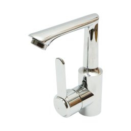 Baterie pentru lavoar baie monocomanda, inox, crom lucios, design rotund