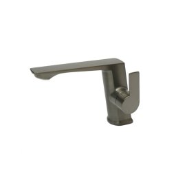 Baterie lavoar baie patrata monocomanda din inox, grafit mat, cu furtunuri