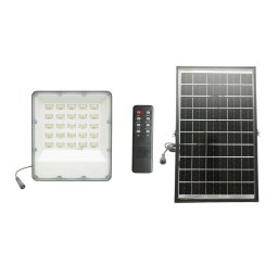 Proiector LED solar 200W cu panou bifacial 20W, telecomanda si IP66