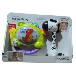 Set de cadou cu tobă zornăitoare luminoasă și jucărie zebră pentru bebeluși