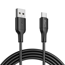 Cablu de date si incarcare Lito LD06T, USB-A - USB-C, 1m, Negru