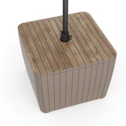 Masă de grădină Deco Luzon cu suport pentru umbrelă din ratan sintetic, din lemn de frasin, culoare cappuccino
