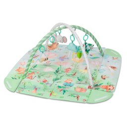 Salteluta interactiva, Lionelo, Inga, 7 jucarii senzoriale, detasabile, fosnaitoare, 116x112 cm, Lavabila la masina de spalat, Multicolor