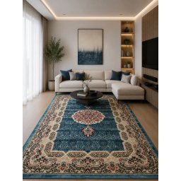 Covor Queen 12165, Marime 120 x 200 cm, Turcoaz, Inaltime Fir 7.5 mm, Antialergic, Polipropilena, Living, Dormitor, Sufragerie, Birou - Copie