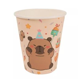 Pahare de hârtie cu capibara drăguță – 270 ml, set de 10 bucăți