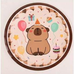 Farfurii de hârtie cu capibara drăgălașă – 23 cm, set de 10 bucăți