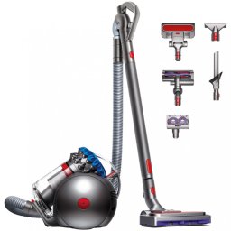 Aspirator fara sac Dyson Cinetic BigBall Absolute 2 447250-01, 700 W, 150 AW, 0,8 l, 35 cicloni, Redresare automata in caz de rasturnare, 5 accesorii, Nichel/Albastru
