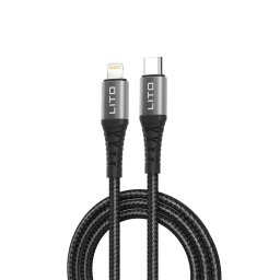 Cablu de date si incarcare Lito LD08CL, USB-C - Lightning, 27W, 1m, Negru