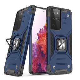 Husa Wozinsky Ring Armor tough hybrid case cover + magnetic holder for Samsung Galaxy S22 Ultra blue