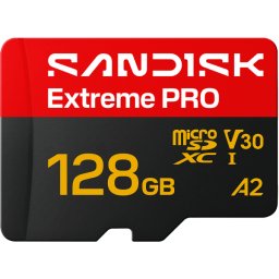 Card Memorie microSDXC SanDisk Extreme Pro A2, 128Gb, Clasa 10 / UHS-1 U3, Cu Adaptor SDSQXCJ-128G-GS6MA