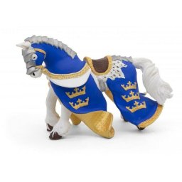 Figurina Papo Calul Regelui Arthur albastru, model medieval realist