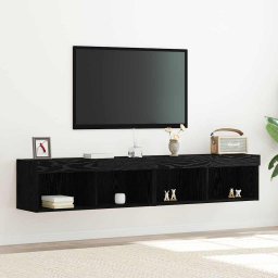 Set comoda TV 2 pcs Stejar negru 80 x 30 x 30 cm Lemn compozit GartenMobel Dekor