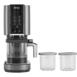 Aparat de înghețată 7-în-1 Ninja CREAMi NC302EU, 800 W, 2 x 493 ml, Creamify, Re-Spin, Adăugare de bucăți, Program fitness/keto, Personalizare, Negru/gri