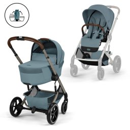 Carucior Balios S Lux Cybex 2 in 1 TPE, cu landou pliabil Stormy Blue, 2026