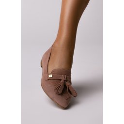 Pantofi Sabine din piele naturala intoarsa nude rose