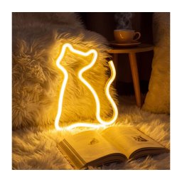 Decorațiune neon LED de masă, 2W, 3xAA/USB – Pisică