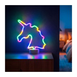 Decorațiune de masă LED în stil neon, unicorn, 2W, alimentare 3xAA sau USB