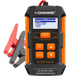 Tester incarcare si reparare baterii auto KONNWEI KW520 – Tester baterie 12V/24V cu functie de incarcare 10A/5A, reparare pulse, test cranking si alternator, afisaj LCD color