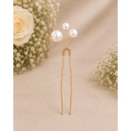 Agrafe de Păr Aurii cu Perle Albe – 2 Modele Elegante (Culoare: ALB, Marime: 1)