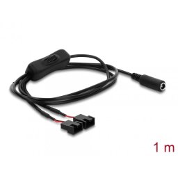 Cablu alimentare DC 5.5x2.1mm la 2 x ventilator 4 pini (2 pini conectati) M-T cu switch ON/OFF 1m, Delock 91355