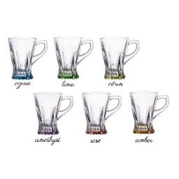 Cristal Bohemia - Set cafea ceai 6 cesti colorate Primavera 160 ml