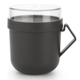 Cana pentru supa cu capac Brabantia Make&Take 1006293, 600+180 ml, Capac cu infiletare, Fara BPA, Gri
