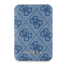 Baterie externa Guess 4G Leather Metal Logo MagSafe, USB-C, 5000 mAh, 15 W, Încărcare Wireless – Albastru