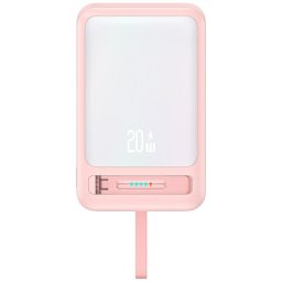 Baterie externa XM Series CD219, USB-C, 10000 mAh, Încărcare Wireless – Roz