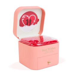 Set 9 trandafiri artificiali in cutie cadou cu colier 11cm, trandafiri eterni decorativi cu pandantiv inima