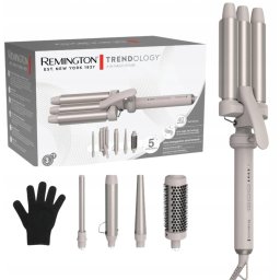 Ondulator de par Remington Trendology 5 in 1, 5 accesorii, tehnologie anti-electrizare, Bej